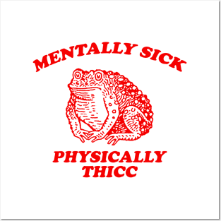 Mentally sick physically thicc Unisex Retro Cartoon T Shirt, Weird T Shirt, Meme T Shirt, Trash Panda Posters and Art